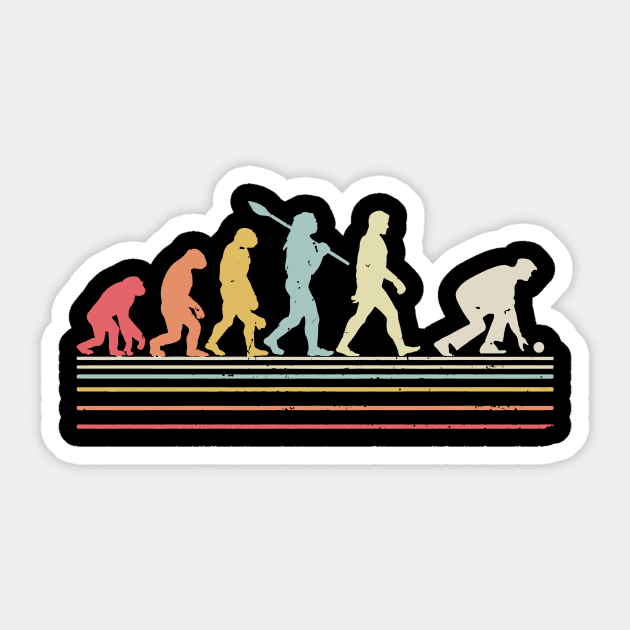 Vintage funny lawn bowls evolution of man Sticker by Luyasrite